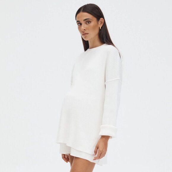 Legoe Heritage Maternity Catalina Ribbed Jumper Sweater Off White M/L Cotton - Picture 3 of 10